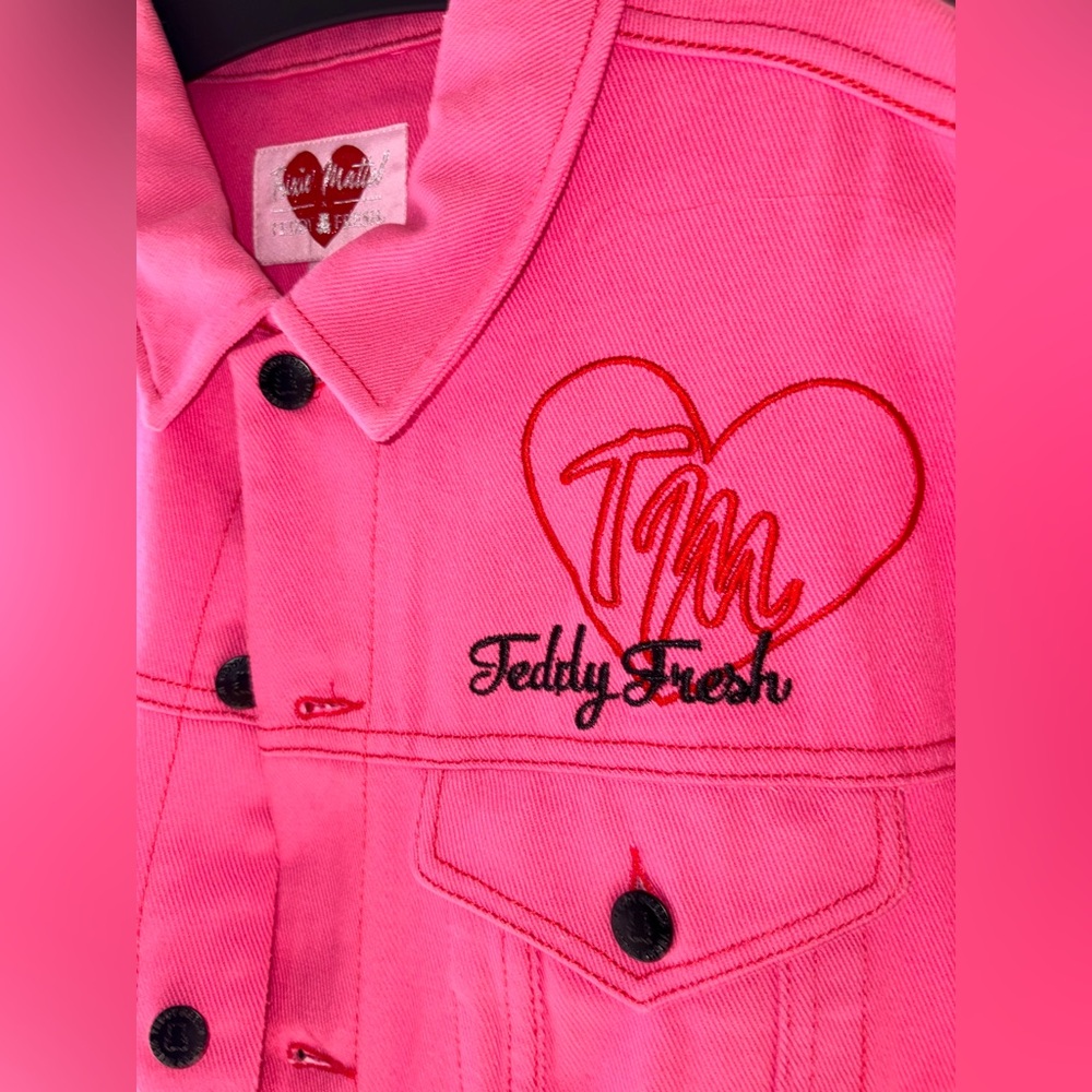 Women's Pink Denim Jacket - Picture 3 of 14